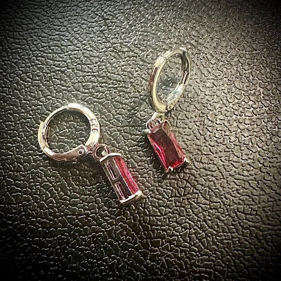 Ruby Earrings Sterling Silver 925 Dangle Earrings for Women lab-created Gift - Picture 8 of 9
